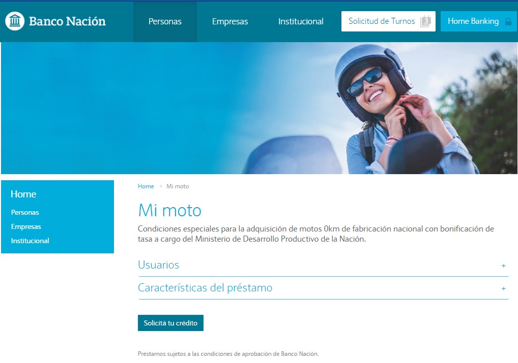 Mi Moto Banco Nación