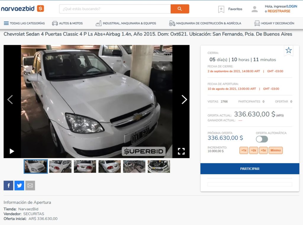 Subasta navarezbid Chevrolet Classic