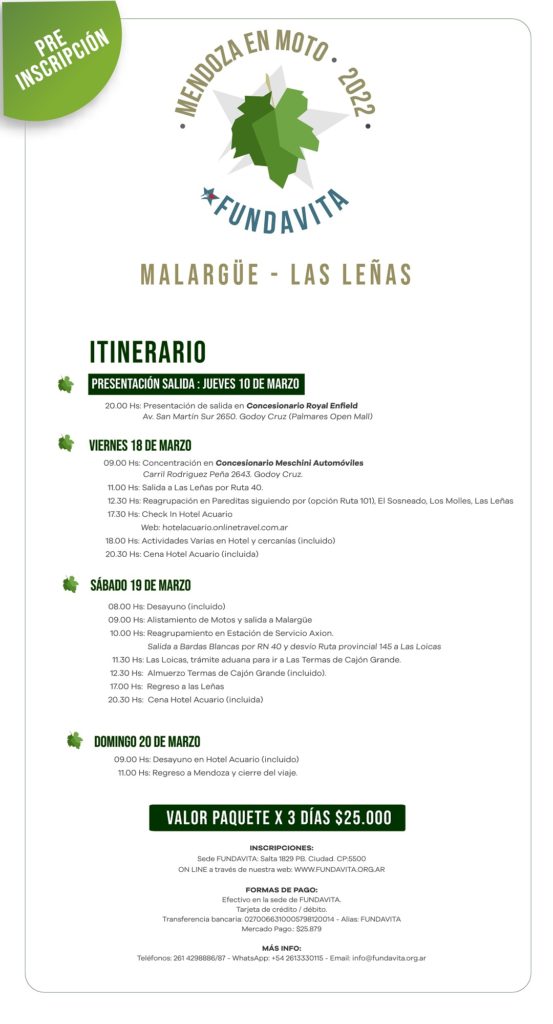 Mendoza en Moto Itinerario